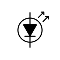 LED Light Emitting Diode Component Symbol For Circuit Design Solid Black Version