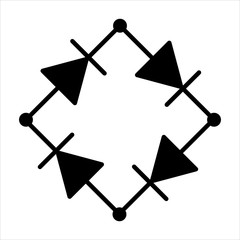 Full Bridge Rectifier Component Symbol For Circuit Design Solid Black Version