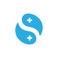 Obraz premium letter s water plus medical logo vector