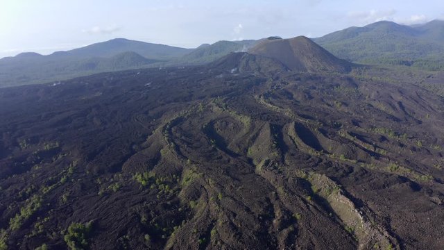 Aerial shot of volcanic landscape