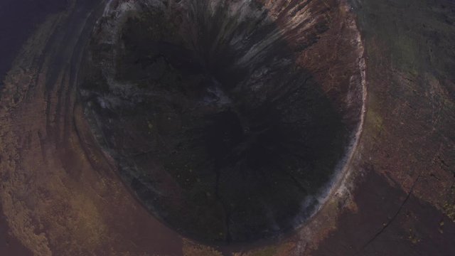 Aerial cenital shot a volcano crater