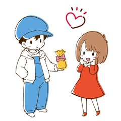 ホワイトデー可愛い男の子と女の子のイラスト