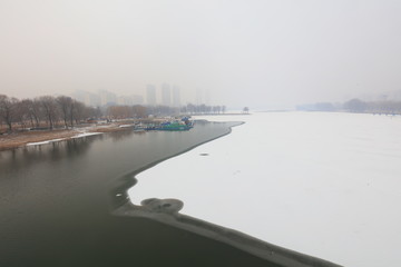 Fototapeta na wymiar River Winter Scenery, China