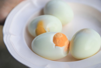 boiled eggs on dish for healthy eating 