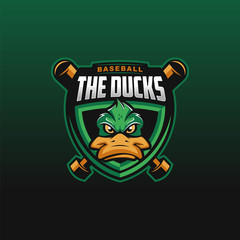 The Ducks logo design inspiration for baseball club. Duck mascot logo design