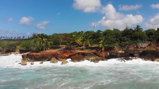 Waves Crashing at La Playa Pena Blanca in Puerto Rico