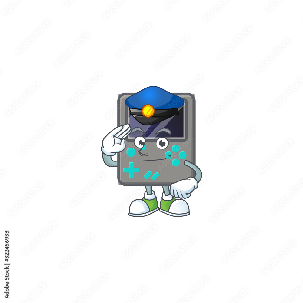 Poster a character design of game console working as a police officer