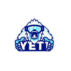 yeti character logo icon design cartoon with snow sunglasses sport glass