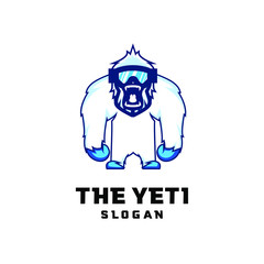yeti character logo icon design cartoon with snow sunglasses sport glass