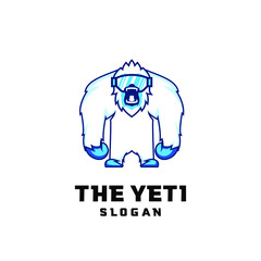 yeti character logo icon design cartoon with snow sunglasses sport glass