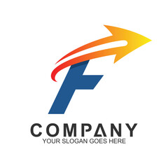 f letter logo concept with arrow shape