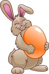 Cartoon Easter rabbit holding egg