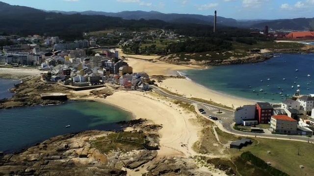 Aerial view on bays and beaches of San Ciprian or San Cibrao. Spain