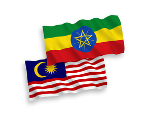 Flags of Ethiopia and Malaysia on a white background