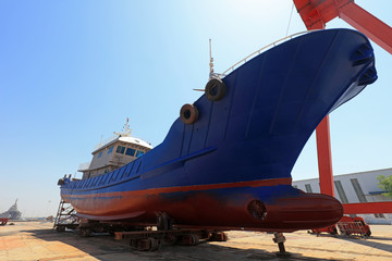 Ships awaiting repair are at the shipyard, Luannan County, Hebei Province, China