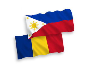 Flags of Romania and Philippines on a white background