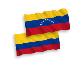 Flags of Venezuela and Colombia on a white background
