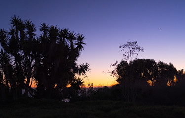 Hike at sunset purple sky