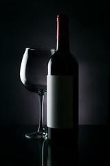 bottle and glass of red wine