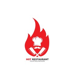 fire hat chef logo template vector
