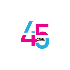 45 Years Anniversary Celebration Vector Template Design Illustration