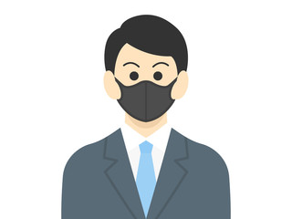 黒マスクをしたビジネスマンのイラスト