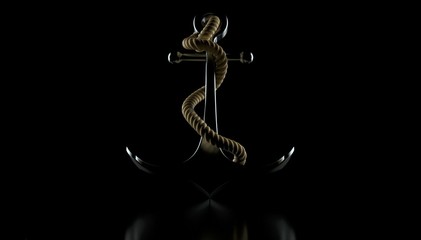 Anchor on black background © Talaj
