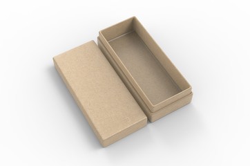 White blank luxury rigid neck box with inner foxing for branding presentation and mock up, 3d illustration.