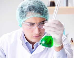 Biotechnology concept with scientist in lab