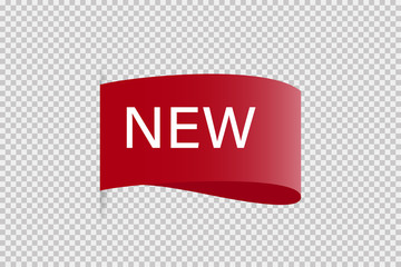 Tag ribbon New red vector isolated design element. Banner sale tag. Product advertising. Label new icon.