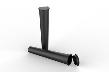 Blank Child Resistant Pre Roll Containers Paper Smoke Cones Tube For Branding. 3d render illustration.
