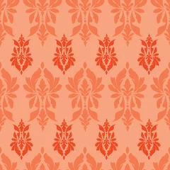 Kussenhoes Vector Lush lava red damask or paisley seamless pattern background © designer_27