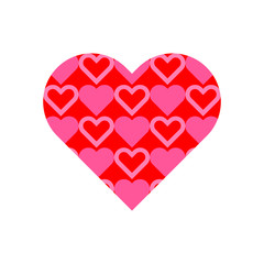 Pink heart repeat pattern in red heart symbol vector isolated on white background.