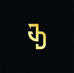 Outstanding professional elegant trendy awesome artistic black and gold color JD DJ initial based Alphabet icon logo.
