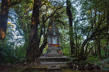 Chiang Mai , Thailand - January, 17, 2020 : King Inthanon Memorial Shrine one of famous place in Doi Inthanon National Park at Chom Thong District