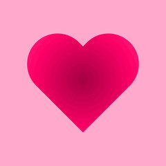 3d pink circles in heart sign vector isolated on pink background.