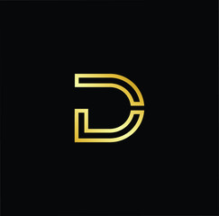 Outstanding professional elegant trendy awesome artistic black and gold color D DD initial based Alphabet icon logo.