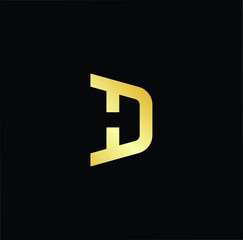 Outstanding professional elegant trendy awesome artistic black and gold color DH HD initial based Alphabet icon logo.