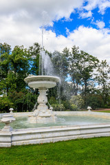 Fototapeta na wymiar Marble fountain-vase in Catherine park at Tsarskoye Selo in Pushkin, Russia