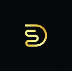 Outstanding professional elegant trendy awesome artistic black and gold color DS SD initial based Alphabet icon logo.