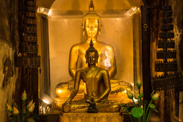 Chiang Mai , Thailand - January, 18, 2020 : Buddha sculpture in cave of Umong temple, Chiang Mai