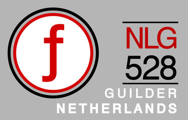 f, NLG, 528, Guilder, Netherlands Banking Currency icon typography logo banner set isolated on background. Abstract concept graphic element. Collection of currency symbols ISO 4217 signs used country