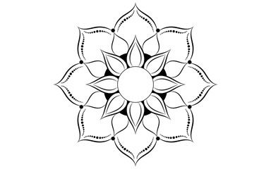 Circle pattern petal flower of mandala with black and white,Vector floral mandala relaxation patterns unique design with white background,Hand drawn pattern,concept meditation and relax
