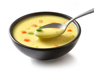 bowl of vegetable cream soup