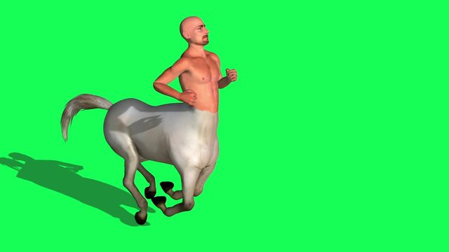 3D Rendering Animation Of Male Centaur Half Horse Half Man on green screen