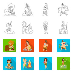 Fototapeta premium Isolated object of evolution and prehistory logo. Set of evolution and development stock symbol for web.