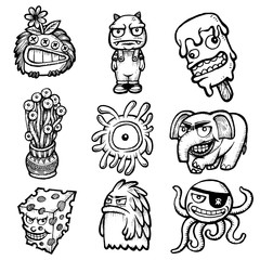 Set of cute  monsters. Vector cartoon characters.