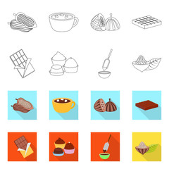Vector design of food and yummy sign. Collection of food and brown vector icon for stock.