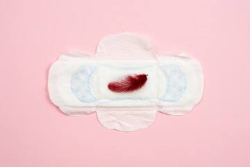 Women's health concept photo, some aspects of women's wellness in monthlies period. Menstrual pad.