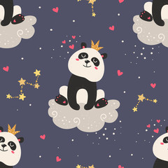 Fototapeta na wymiar Seamless pattern with cute pandas.